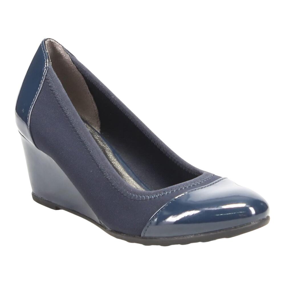 LifeStride Women's Juliana Stretch Wedge Heel Pumps Navy Size 8 1/2